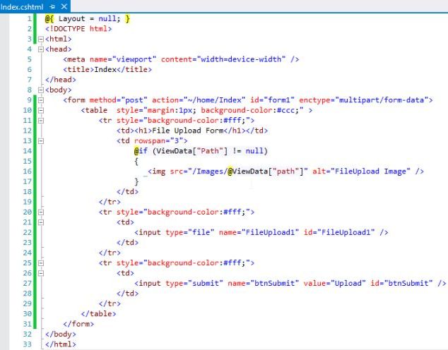 created file upload control and submit button